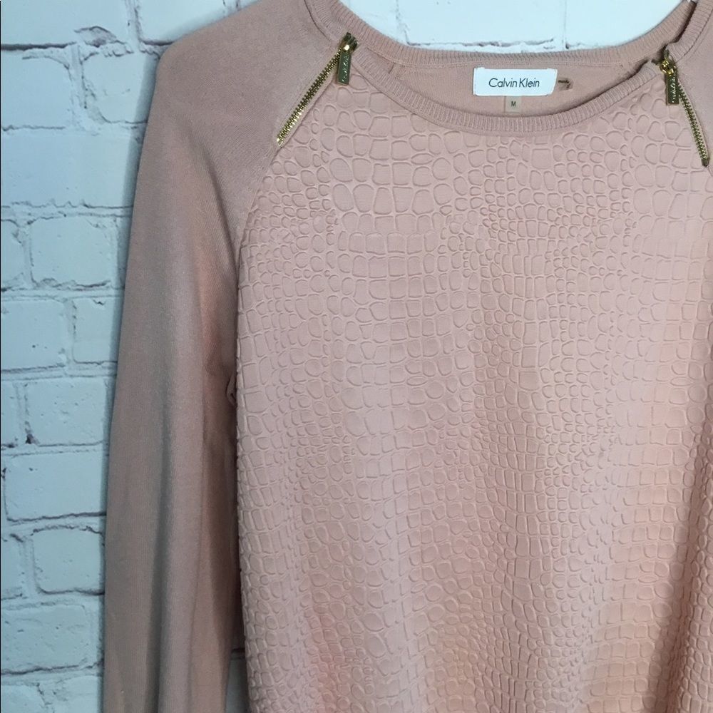 Calvin Klein Women Pale Pink Textured Knit Sweater Top‎ - Picture 10 of 15